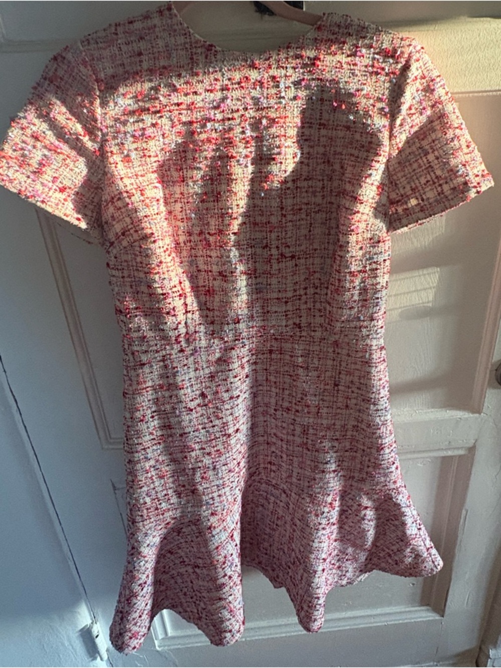 Ann Taylor Pink and White Tweed Mini Dress